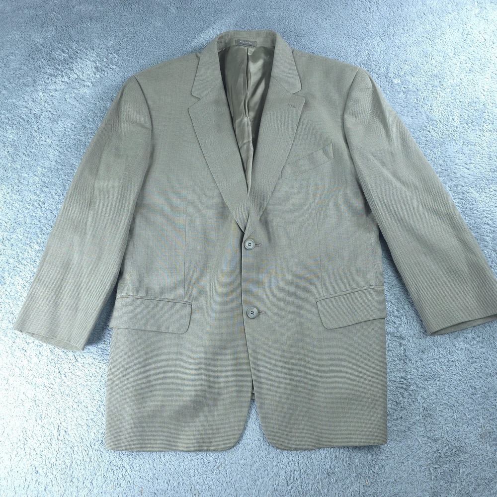 Vintage Calvin Klein Blazer Mens 42 Short Beige 2 Button Sport Coat Made USA